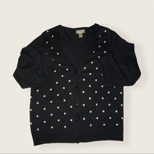 LOFT black and white polkadot cardigan size L